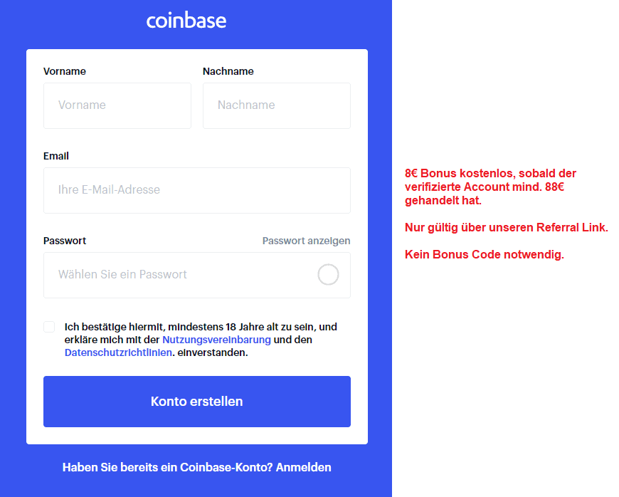 Coinbase Bonus Code eingeben