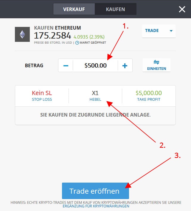 Ethereum für Betrag kaufen