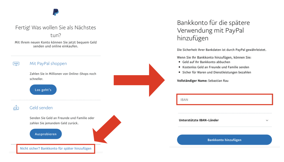PayPal Konto hinterlegen