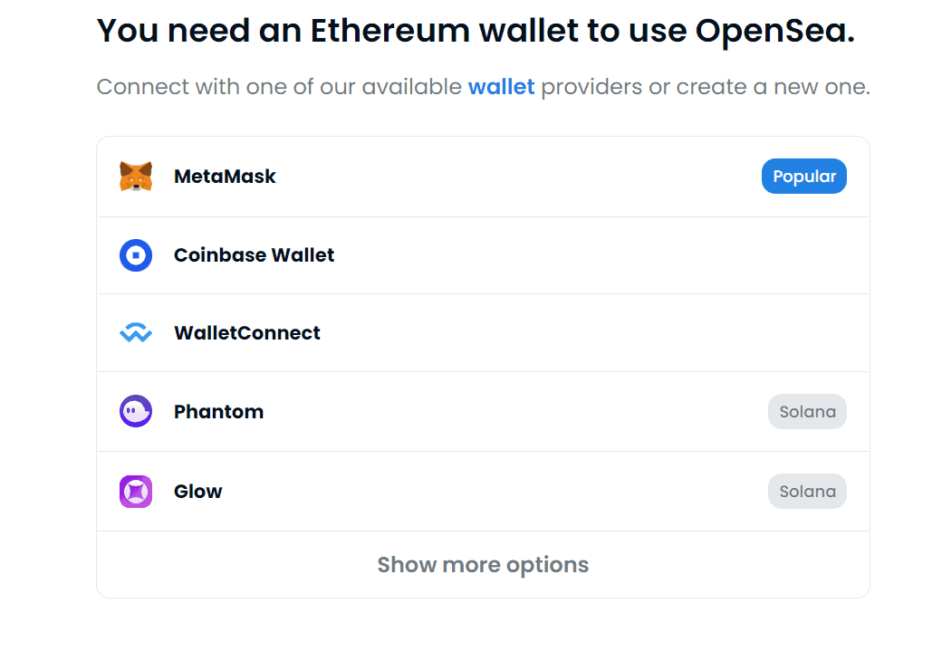 OpenSea ETH Wallet verbinden