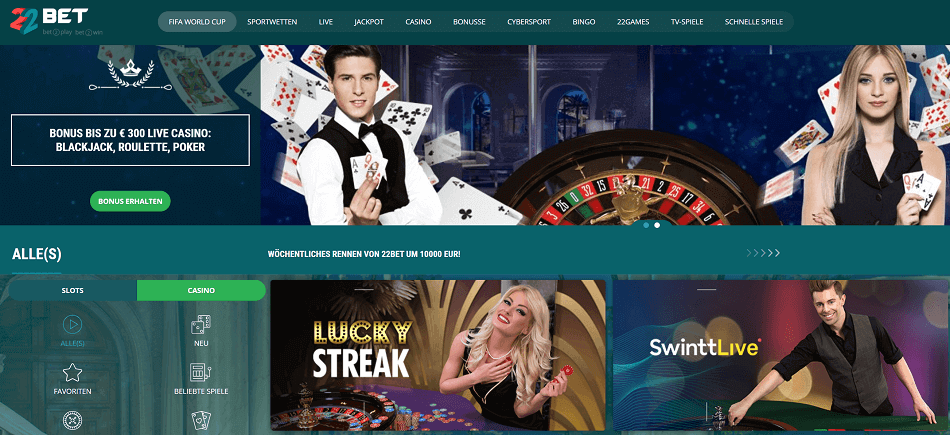 22bet casino webseite