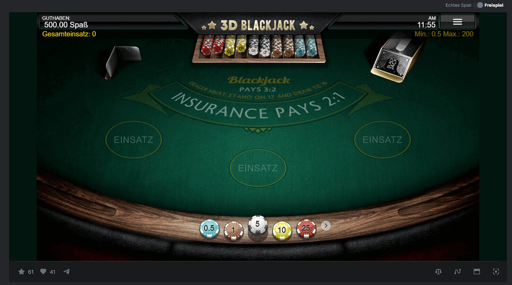 BC.Game 3D Blackjack Tisch