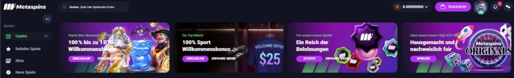 Metaspins Bonusangebot
