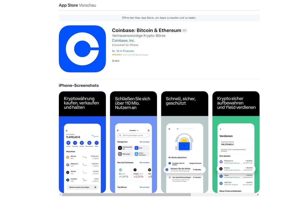 coinbase app appstore