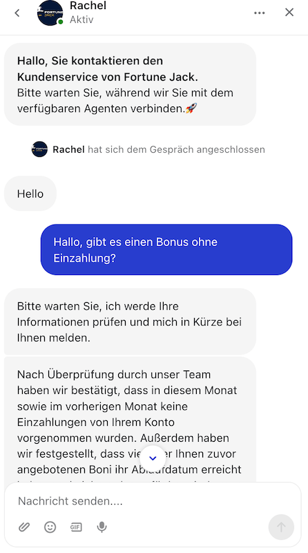 FortuneJack Live Chat