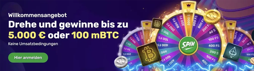 Willkommensangebot von Winz.io Krypto Casino