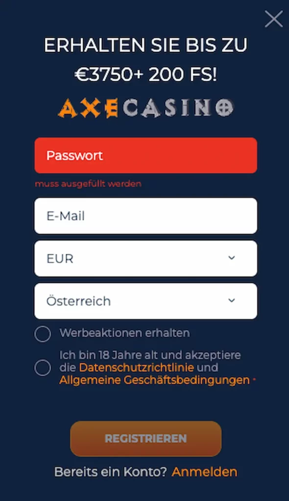 Axe Casino Login