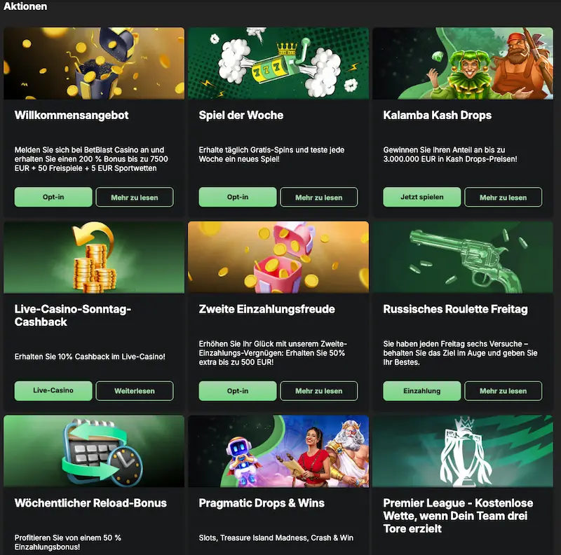 Betblast Casino Alle Bonus Angebote