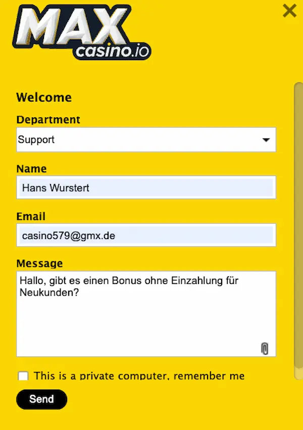 MaxCasino Live-Chat