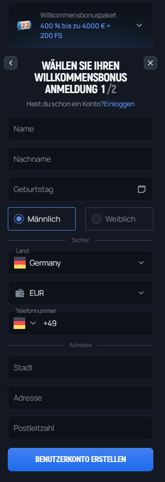 aerobet-daten-eingeben