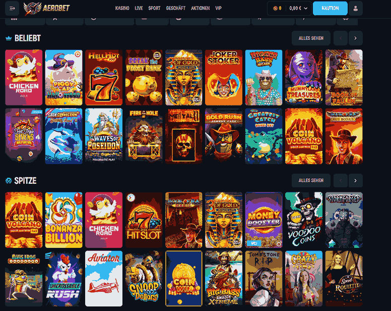 aerobet-spielangebot