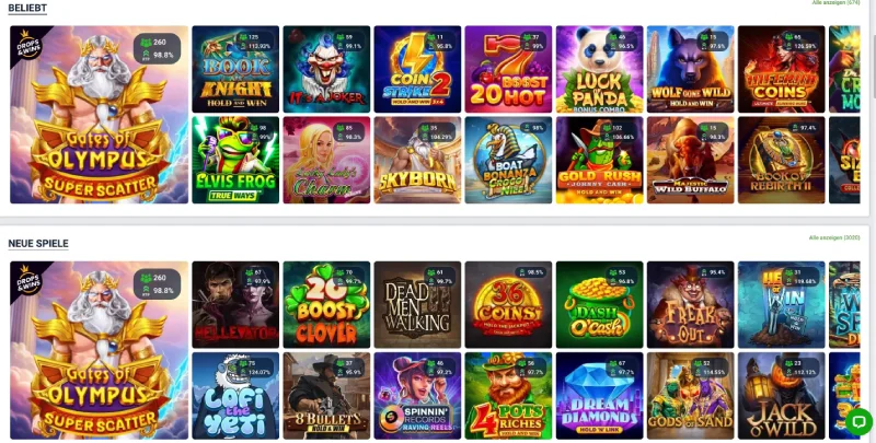 Beliebte und neue Spiele 20Bet