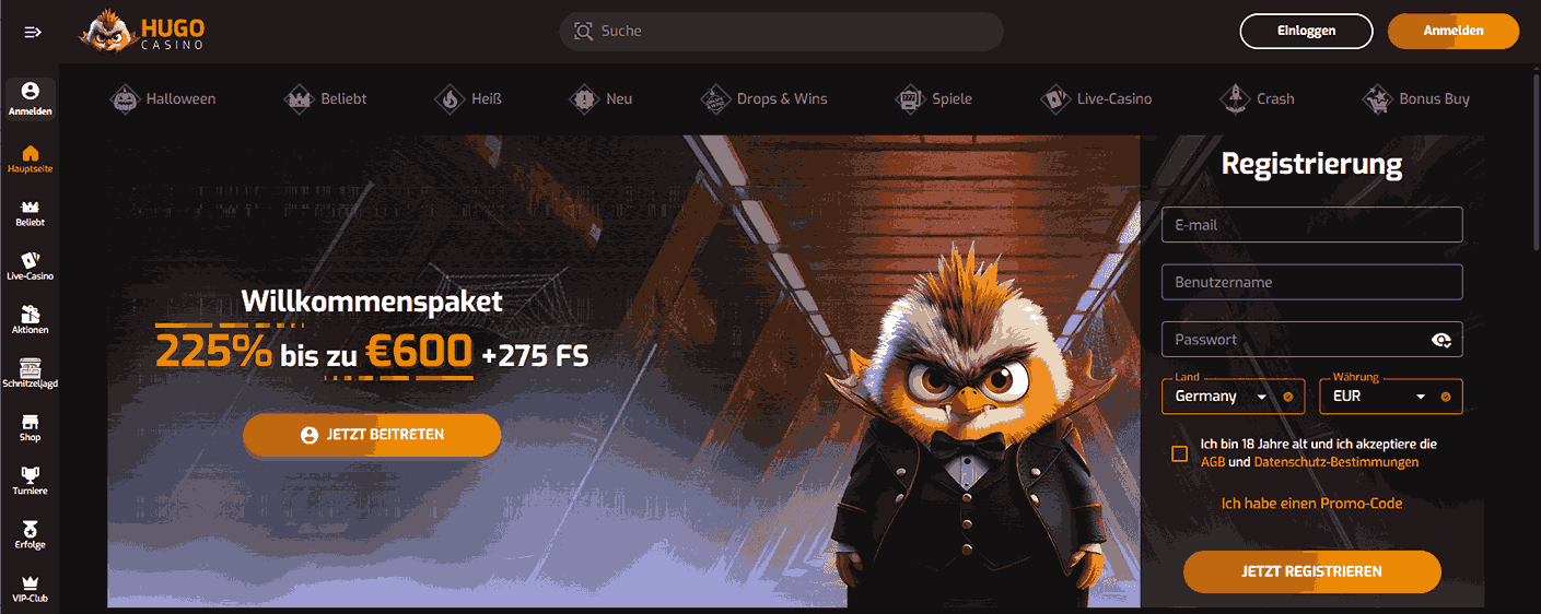 Willkommensbonus Hugo Casino