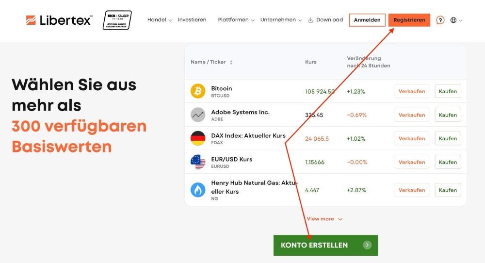 Registrieren und Konto erstellen bei Libertex