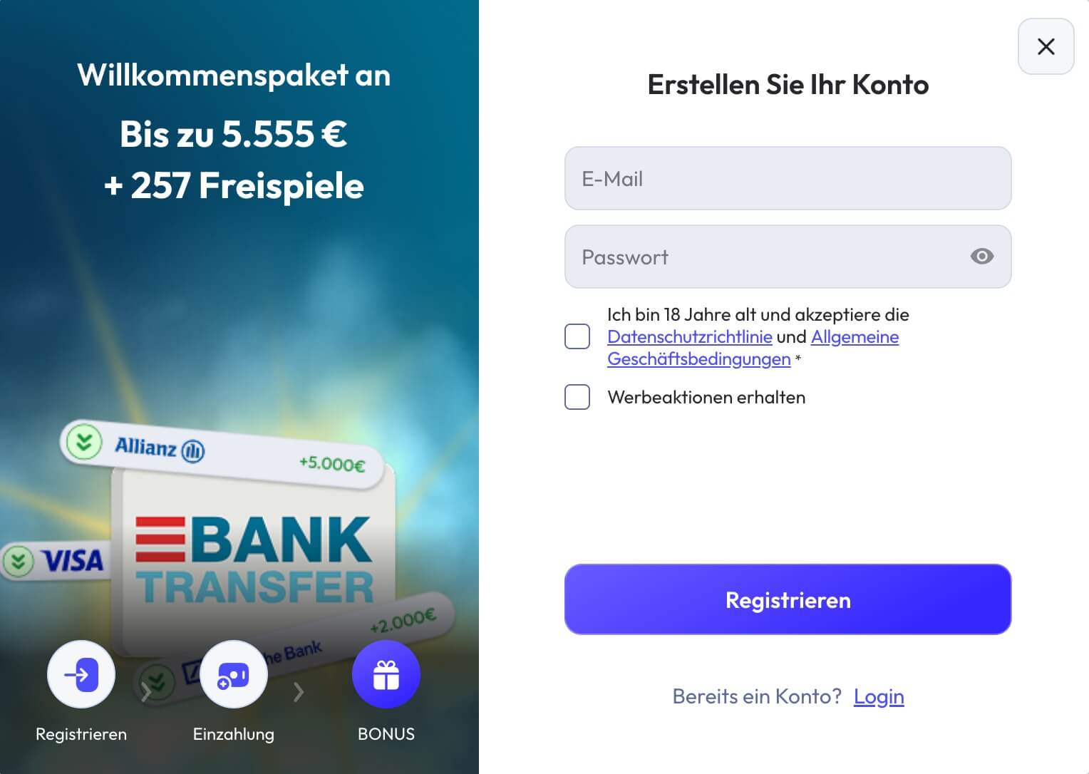 Spinrise Registrierung