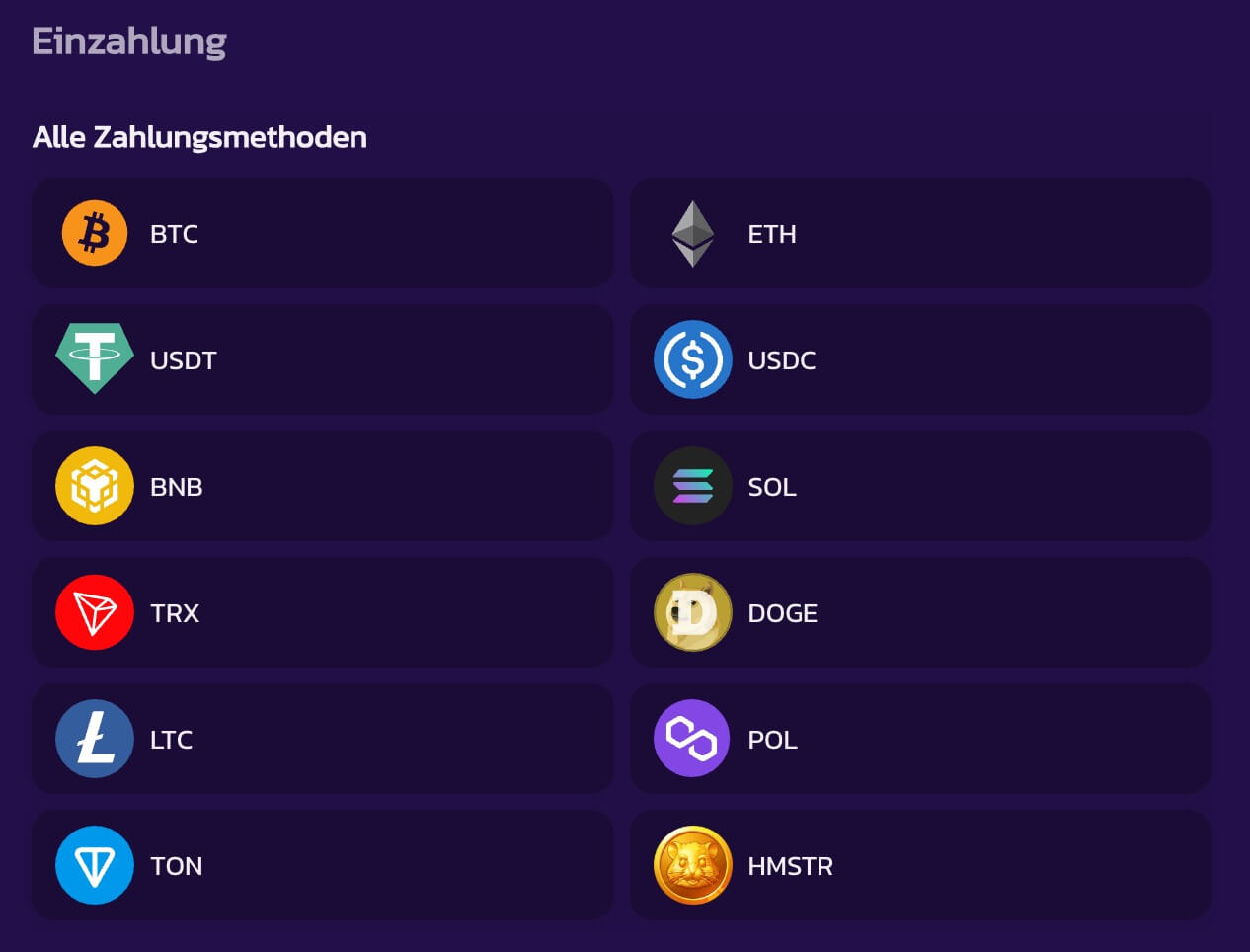 Krypto Einzahlungsmethoden Bet25