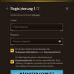 registrierung Teil 1: E-Mail-Adresse und Passwort eingeben