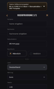 Persoenliche Daten eingeben