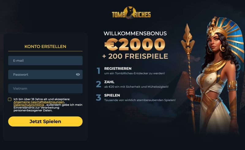 Anmeldung bei TombRiches