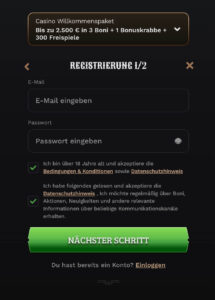 Anmeldeseite E-Mail und Passwort vergeben