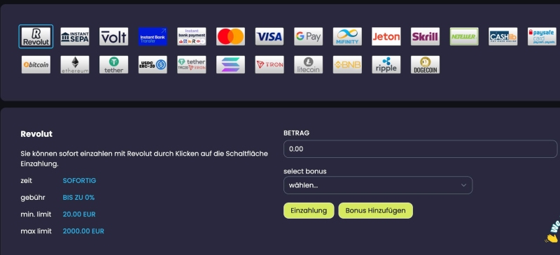 Einzahlungsmethoden