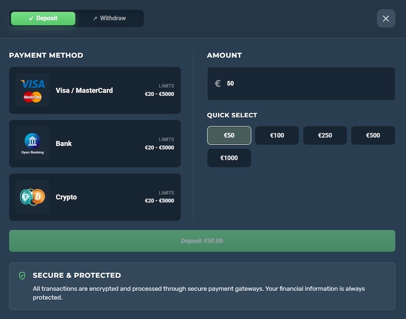 Krypto einzahlen BetPortal