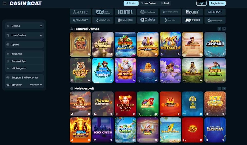 Spielelobby Casinocat