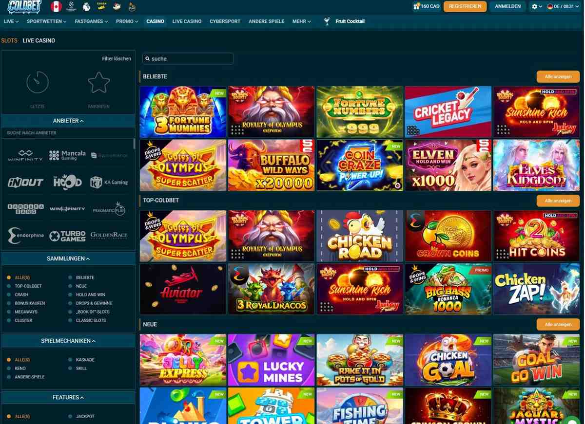 Spielelobby Coldbet