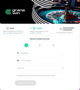 GranaWin Registrierung Schritt 1