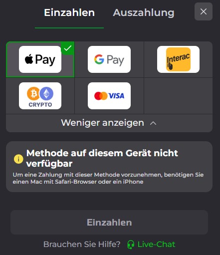Geld einzahlen Luckycapone