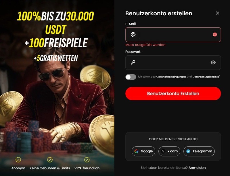 Lucky Rollers Anmeldeseite
