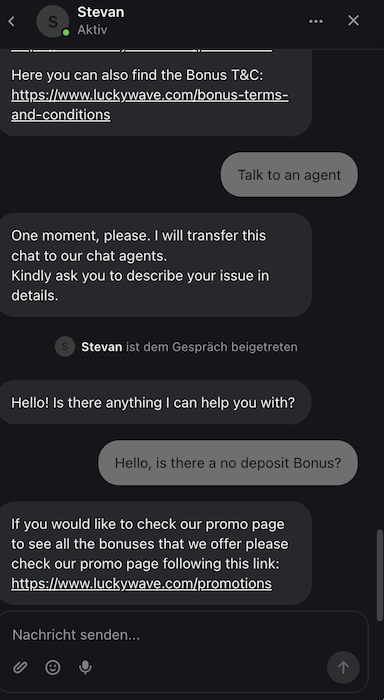 LuckyWave Live Chat
