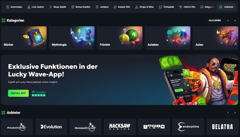 Spielekategorien und Anbieter