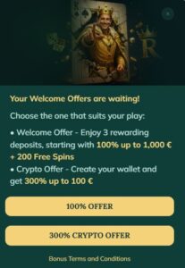 Royalen Bonus w&auml;hlen