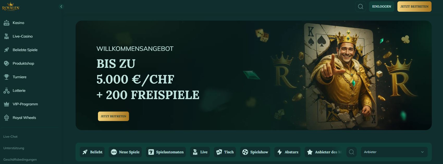 Willkommensbonus Royalen
