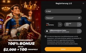 Vegas Nova Registrierung Schritt 1