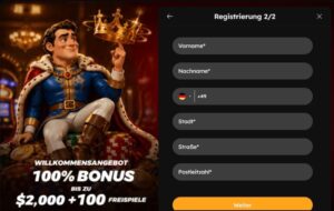 Vegas Nova Registrierung Schritt 2