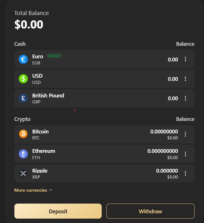 Krypto einzahlen Wolf.io