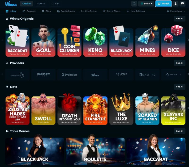Winna.com Spielelobby