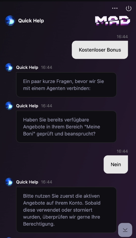 Madcasino Live Chat