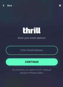 Thrill Registrierung E-Mail Adresse eingeben