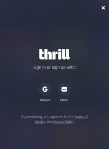 Thrill Registrierungsseite