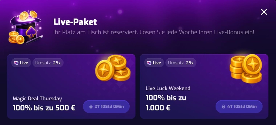 Live Casino Aktionen Trixino